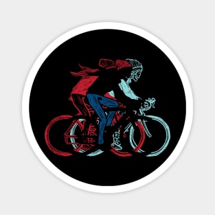 Long Haired Skull Cyclists Magnet